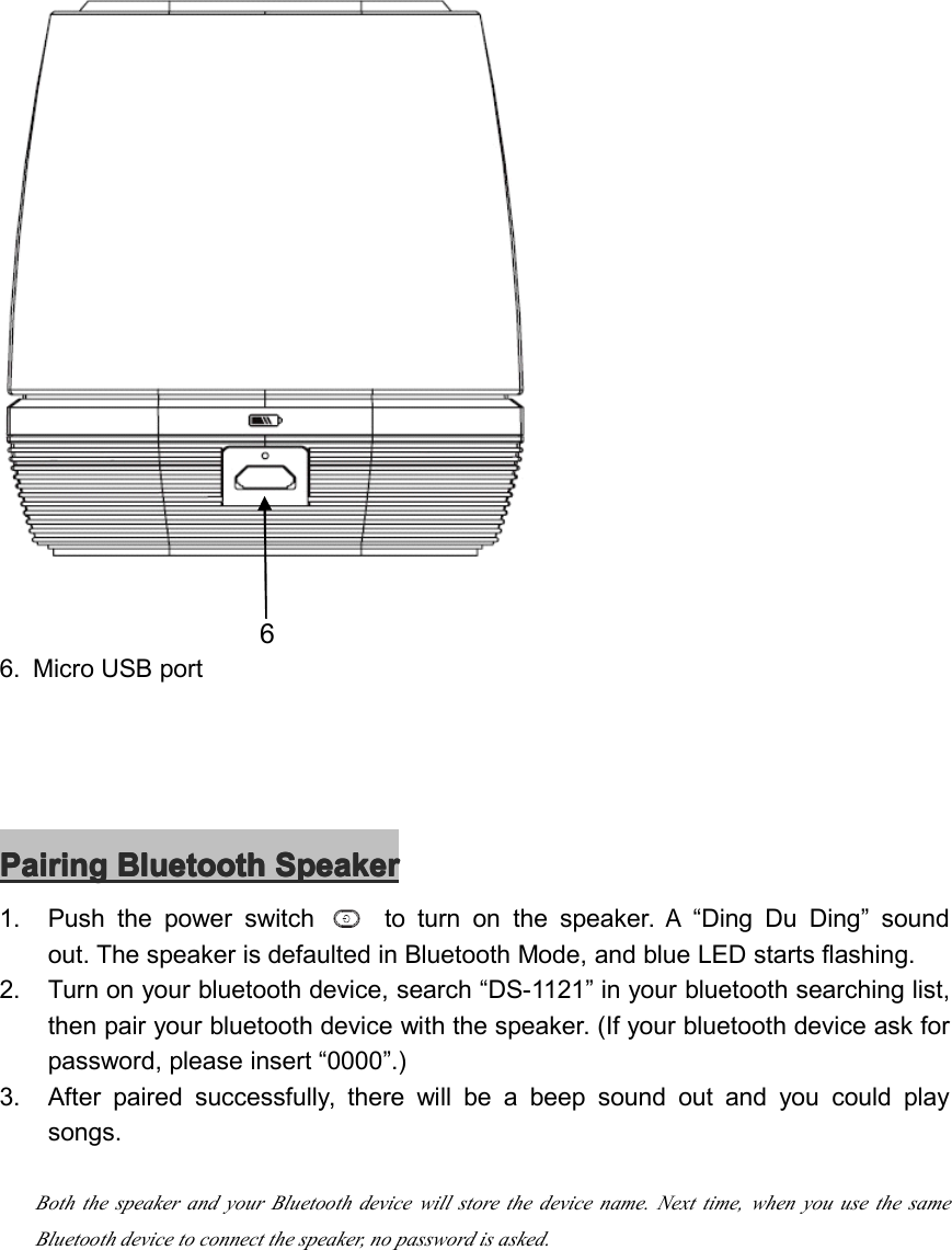 Page 4 of Wonders Technology SP58040 Bluetooth Speaker User Manual Product  diagram