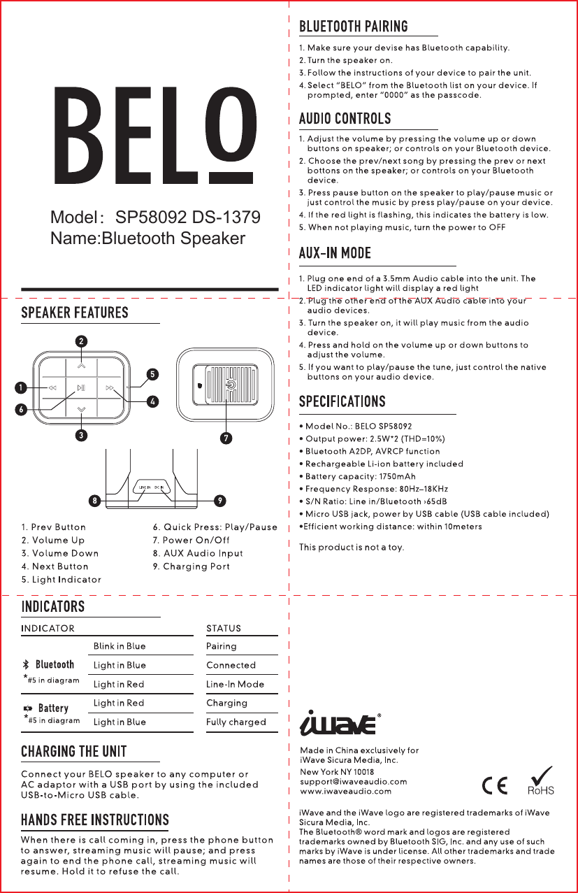 Model：SP58092 DS-1379Name:Bluetooth SpeakerDO NOT PRINT THE DIECUT/FOLDING LINE.