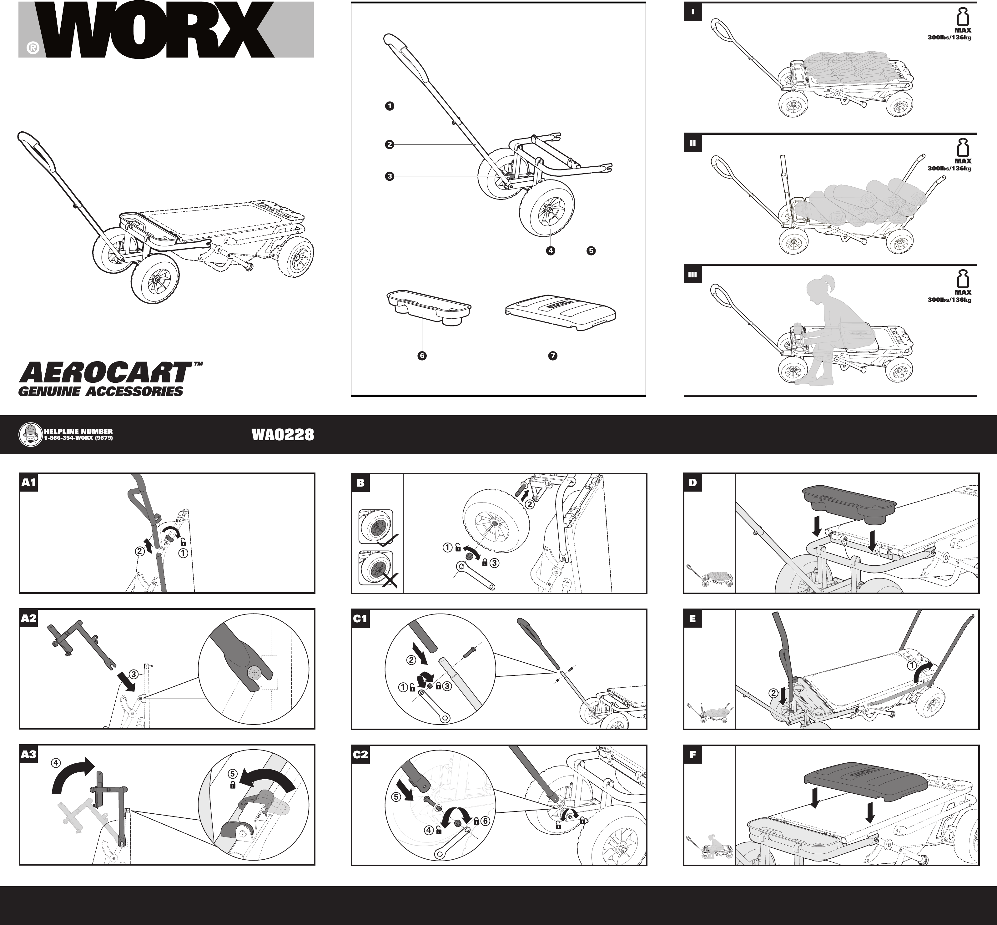 Page 1 of 2 - Worx-Tools Worx-Tools-Aerocart-Wagon-Wa0228-Users-Manual-  Worx-tools-aerocart-wagon-wa0228-users-manual