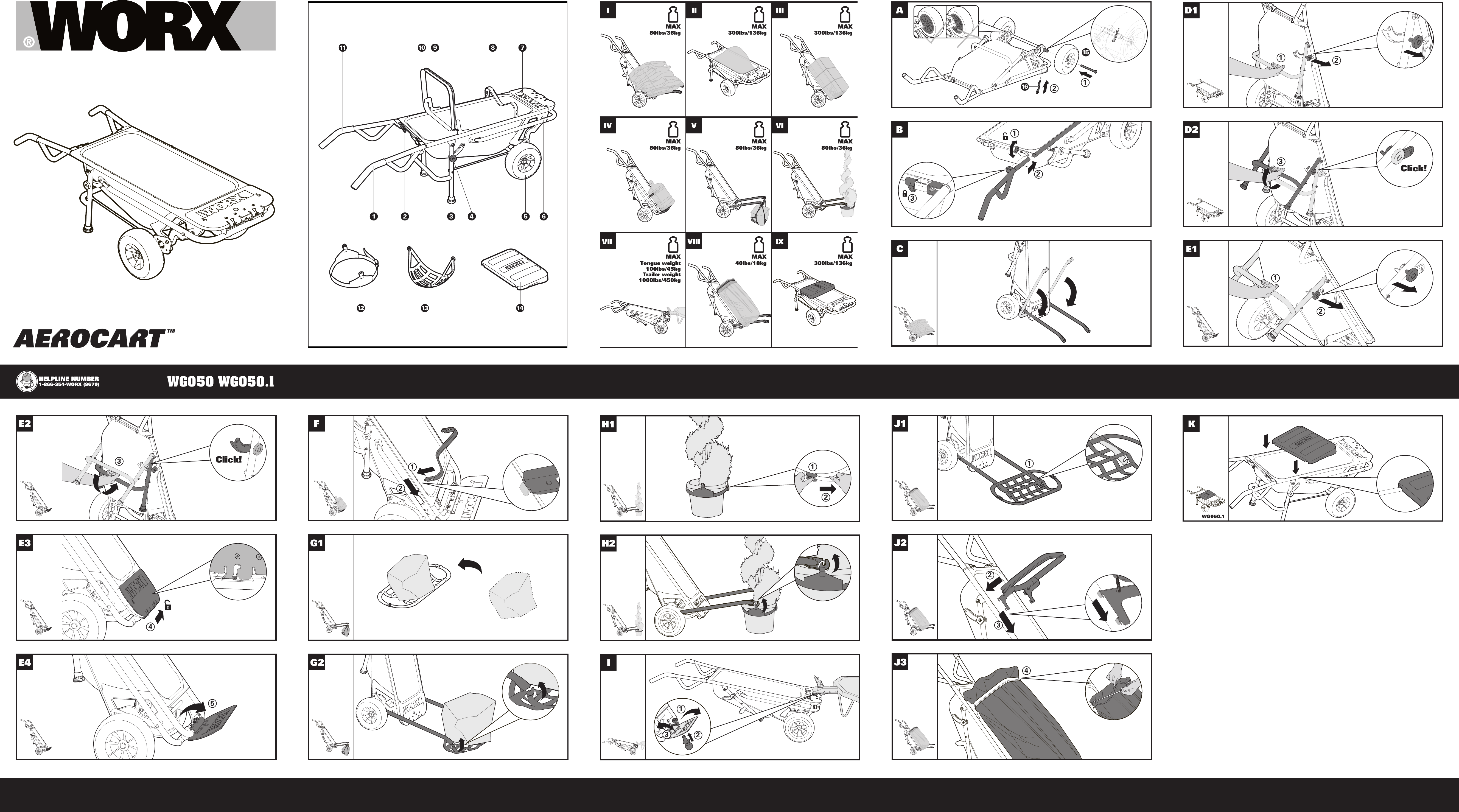 Worx Tools Aerocart Wg050 Users Manual