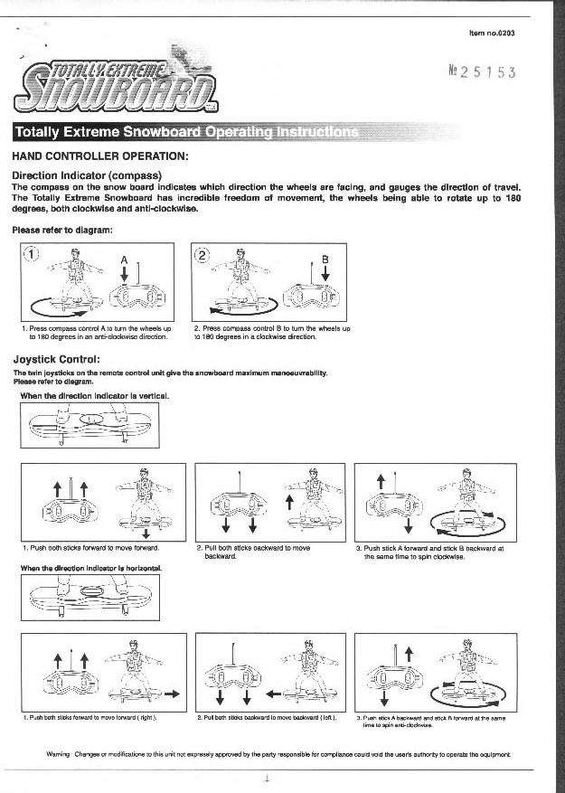 R/C Snowboard User Manual