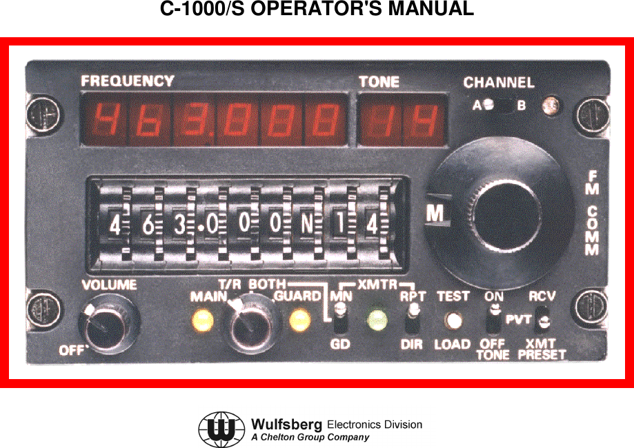 C-1000/S OPERATOR&apos;S MANUAL