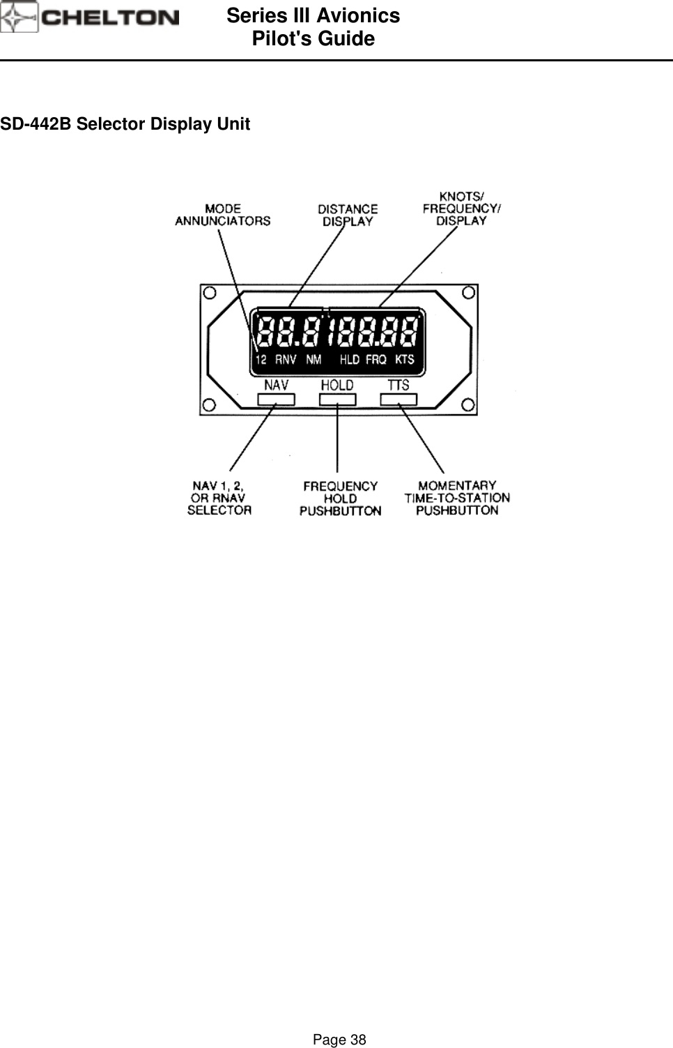 Series III AvionicsPilot&apos;s Guide                                                                                                                                          Page 38SD-442B Selector Display Unit