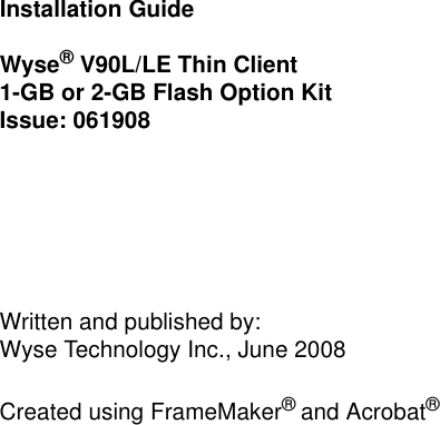 Page 12 of 12 - Wyse Wyse-V90L-Le-Users-Manual- Installation Guide  Wyse-v90l-le-users-manual