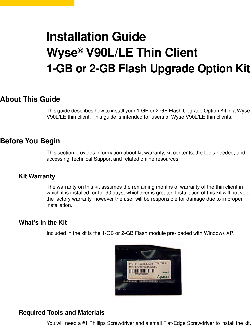 Page 7 of 12 - Wyse Wyse-V90L-Le-Users-Manual- Installation Guide  Wyse-v90l-le-users-manual