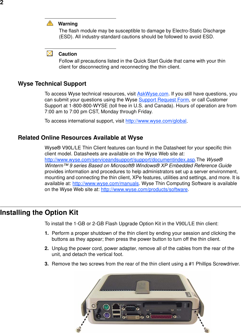 Page 8 of 12 - Wyse Wyse-V90L-Le-Users-Manual- Installation Guide  Wyse-v90l-le-users-manual