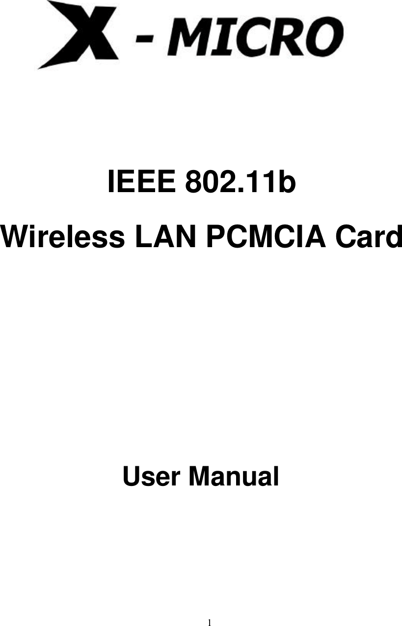 1IEEE 802.11bWireless LAN PCMCIA CardUser Manual