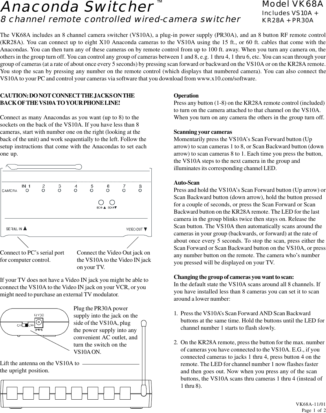 Page 1 of 2 - X10-Wireless-Technology X10-Wireless-Technology-Vk68A-Users-Manual-  X10-wireless-technology-vk68a-users-manual