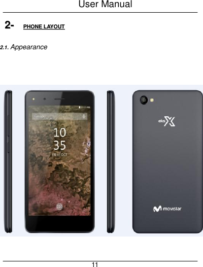 User Manual     11 22--  PPHHOONNEE  LLAAYYOOUUTT  2.1. Appearance   
