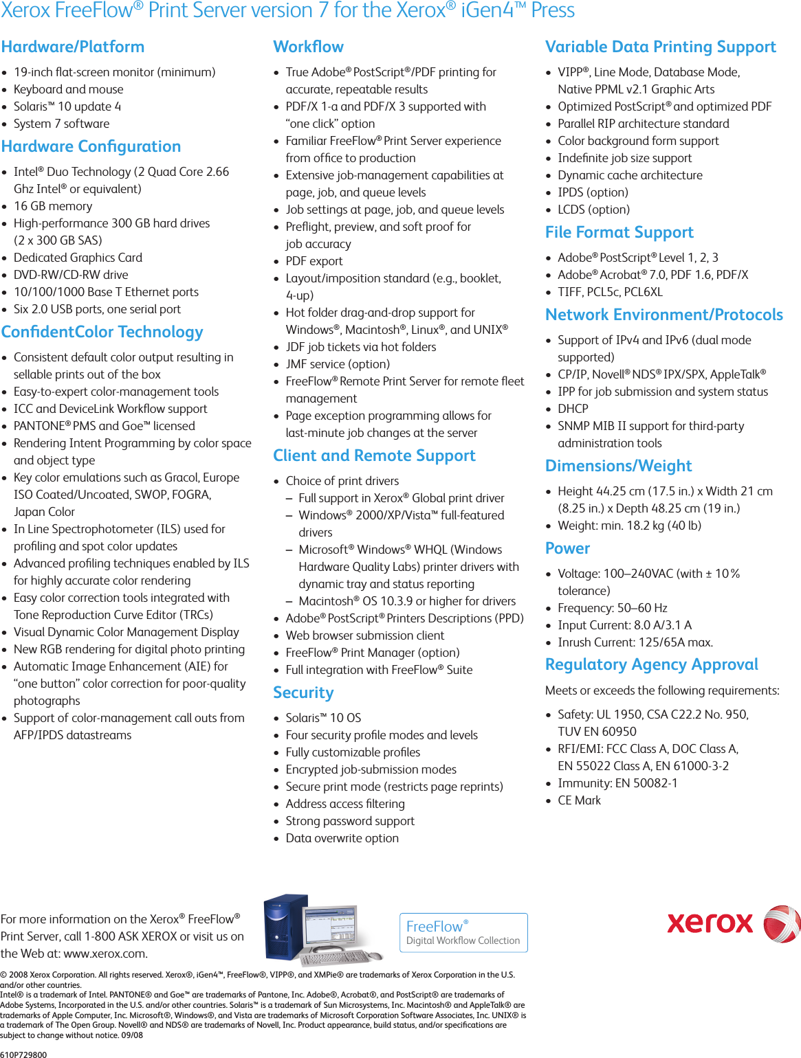 Page 2 of 2 - Xerox Specifications - FreeFlow® Print Server Version 7 For The IGen4™ Press (PDF, 777 KB) If Not Then FF I Gen4