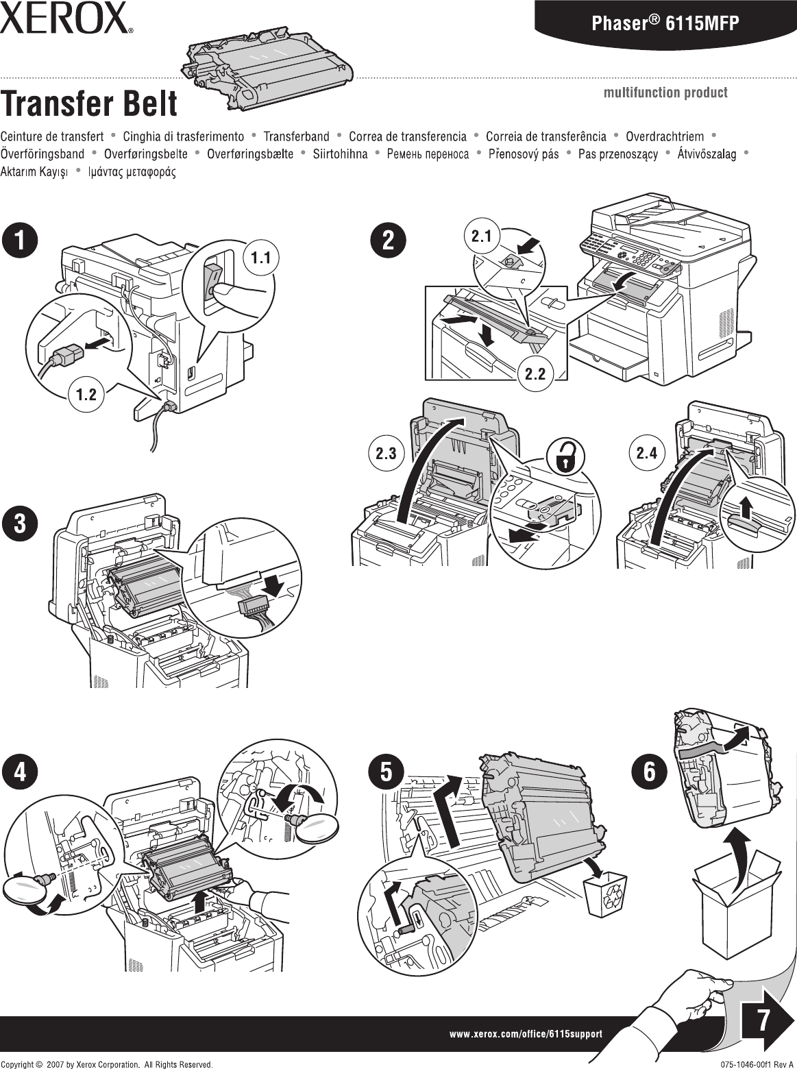 Page 1 of 3 - Xerox 6115MFP Transfer Belt Replacement Instructions, 075104600a If Not Then  Belt075104600a