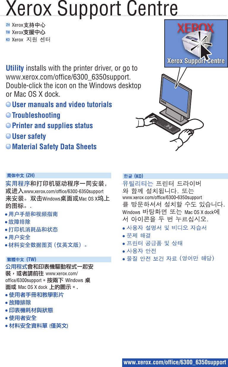 Xerox 6300 Users Manual Phaser 6300 6350 Color Laser Printer Quick Reference Guide