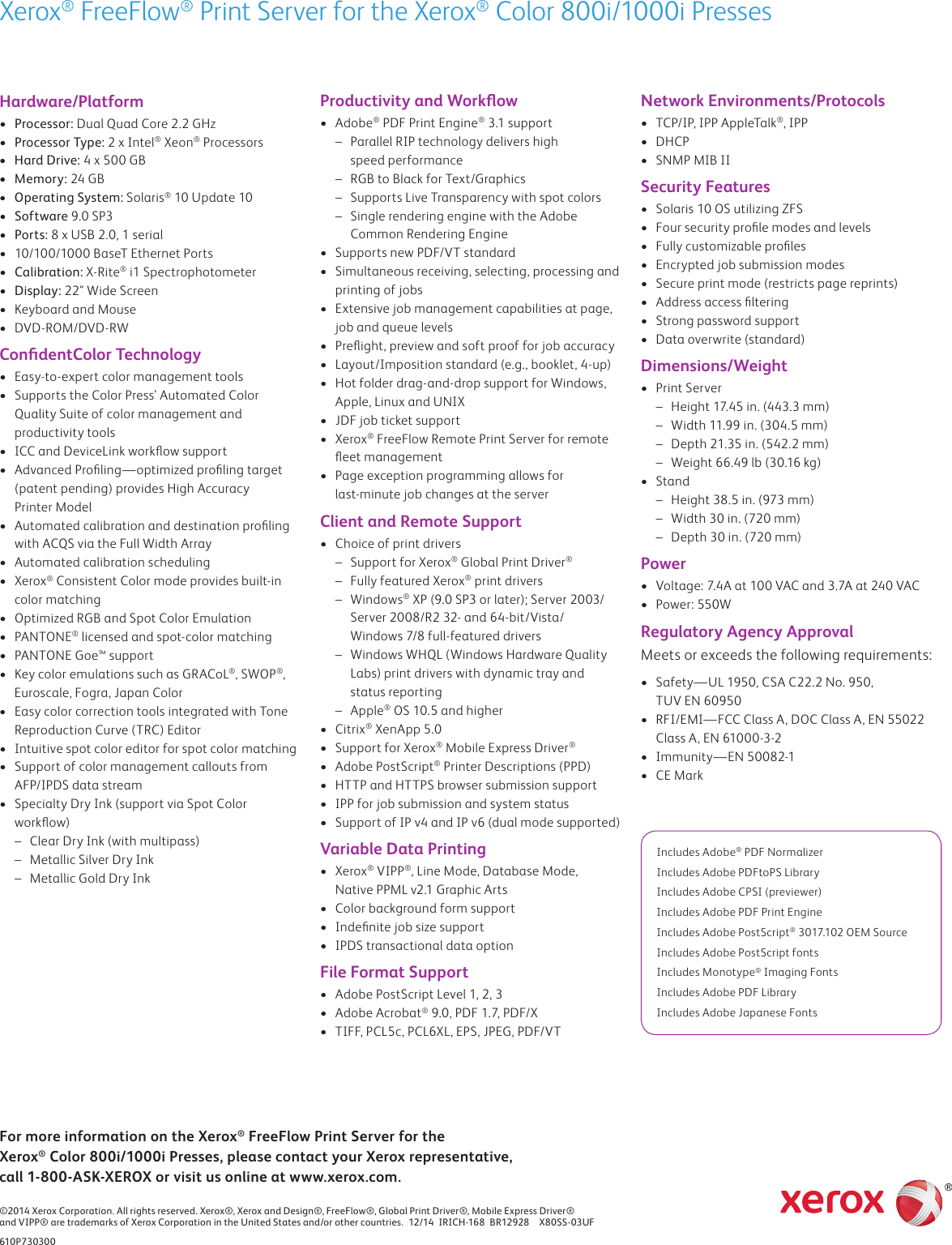 Page 2 of 2 - Xerox Xerox-Color-800I-1000I-Presses-Specifications-  Xerox-color-800i-1000i-presses-specifications