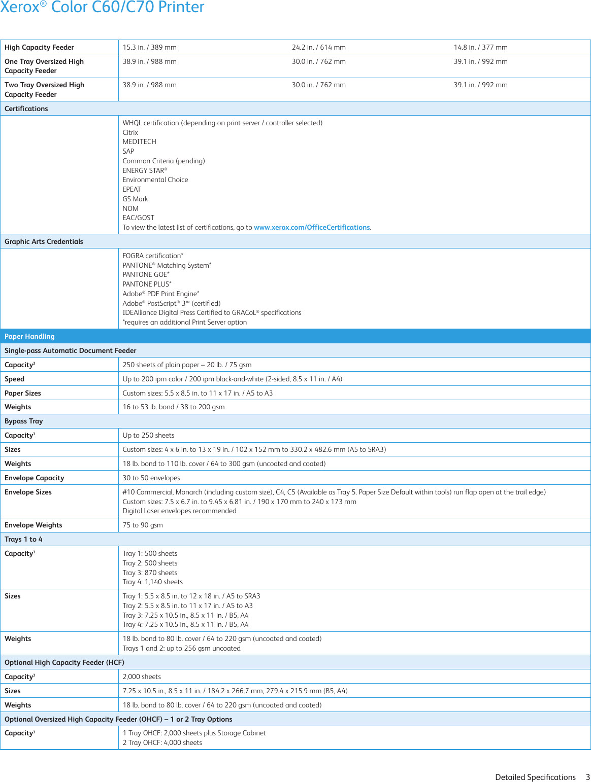 Page 3 of 11 - Xerox Xerox-Color-C60-C70-Specifications- Color C60/C70  Xerox-color-c60-c70-specifications