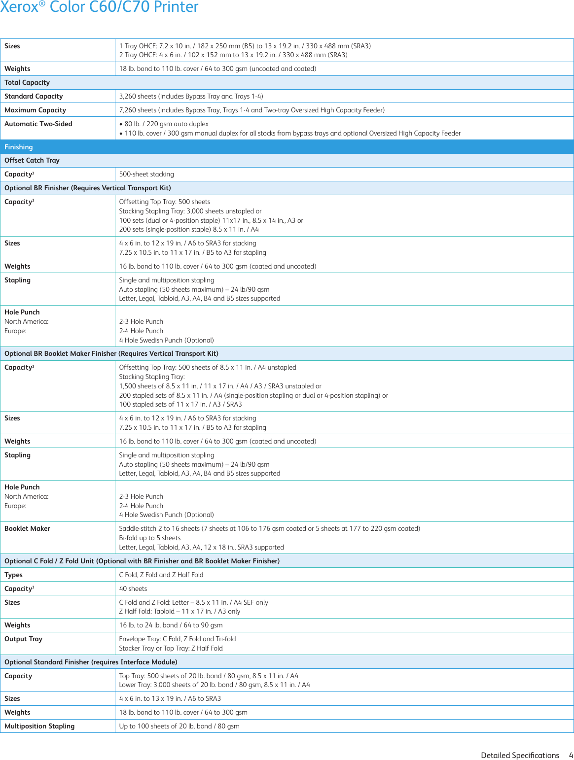 Page 4 of 11 - Xerox Xerox-Color-C60-C70-Specifications- Color C60/C70  Xerox-color-c60-c70-specifications
