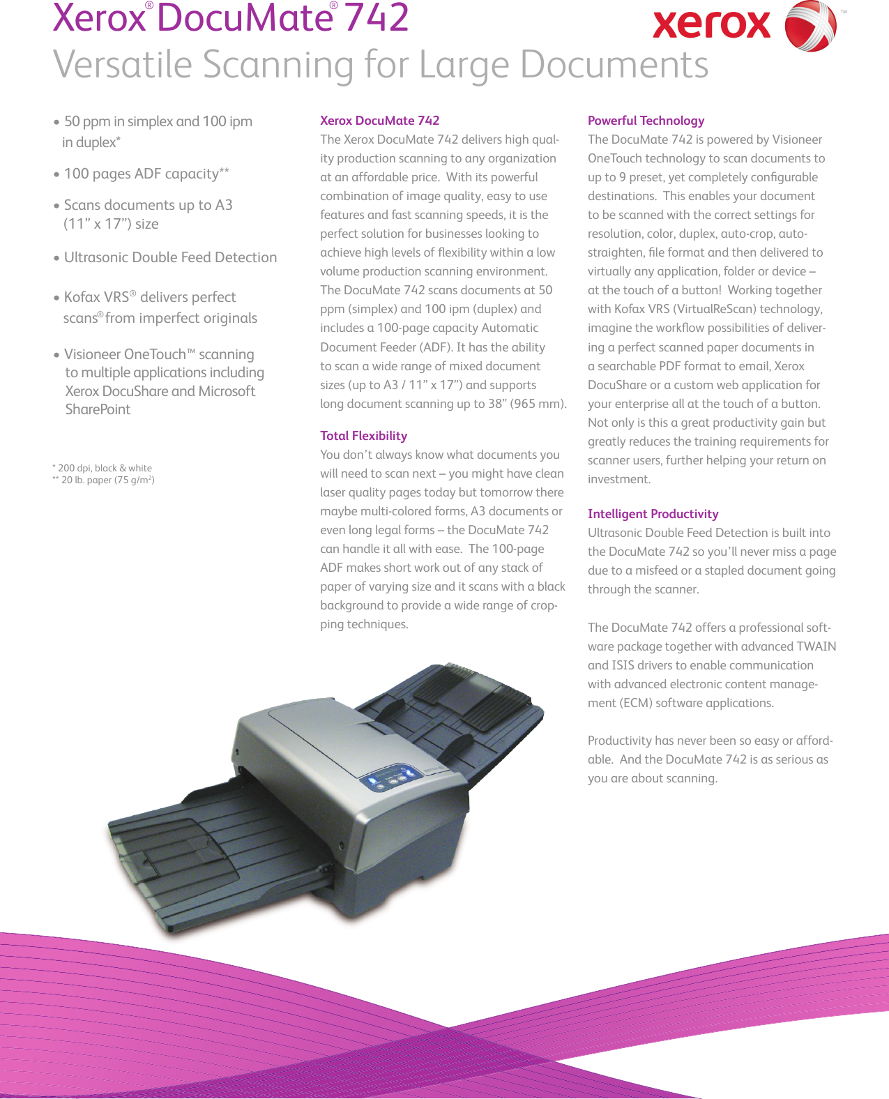 Page 1 of 2 - Xerox Xerox-Documate-742-Users-Manual-  Xerox-documate-742-users-manual