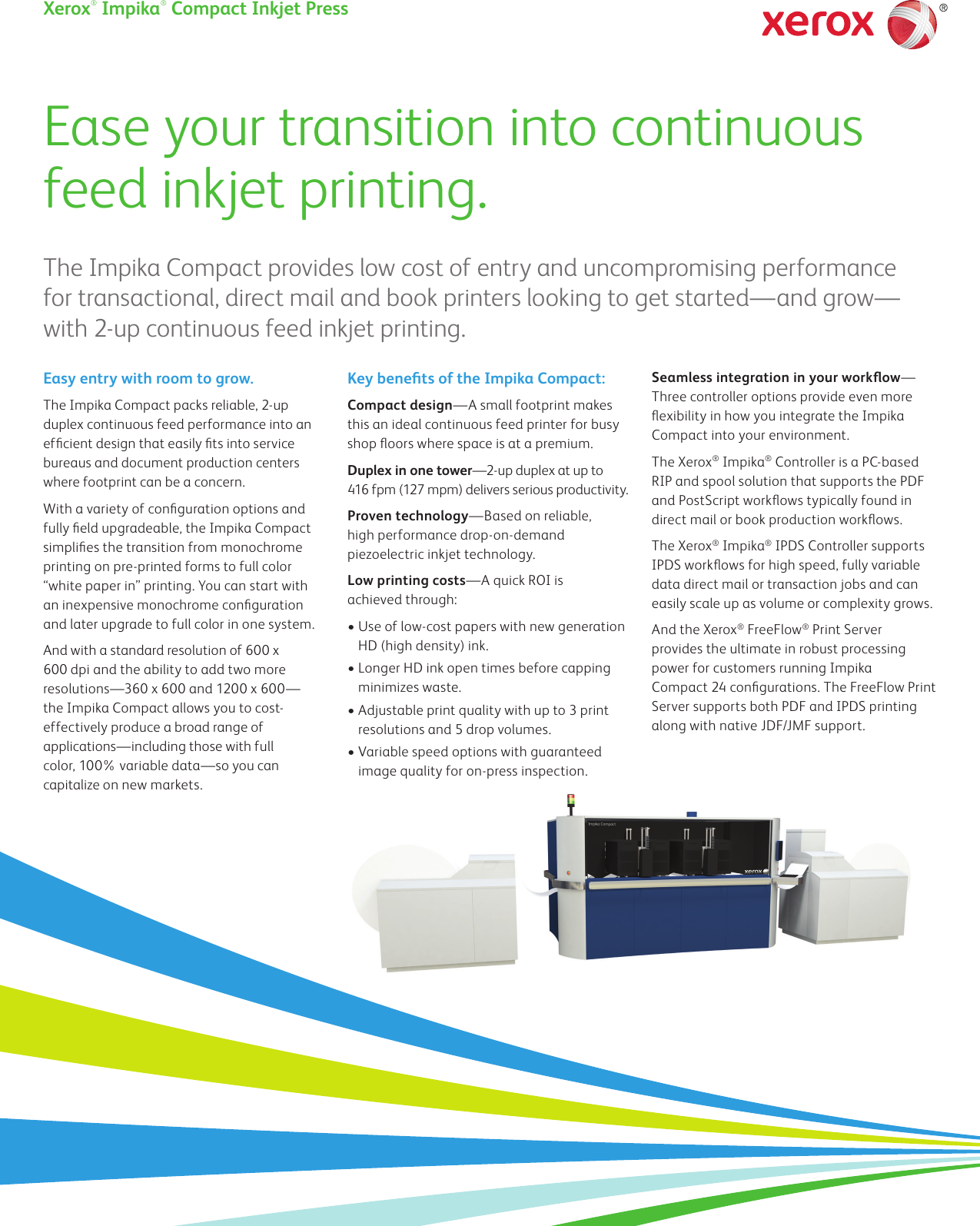 Page 1 of 2 - Xerox Xerox-Impika-Compact-Brochure- Specifications - Xerox® Impika® Compact Inkjet Press  Xerox-impika-compact-brochure
