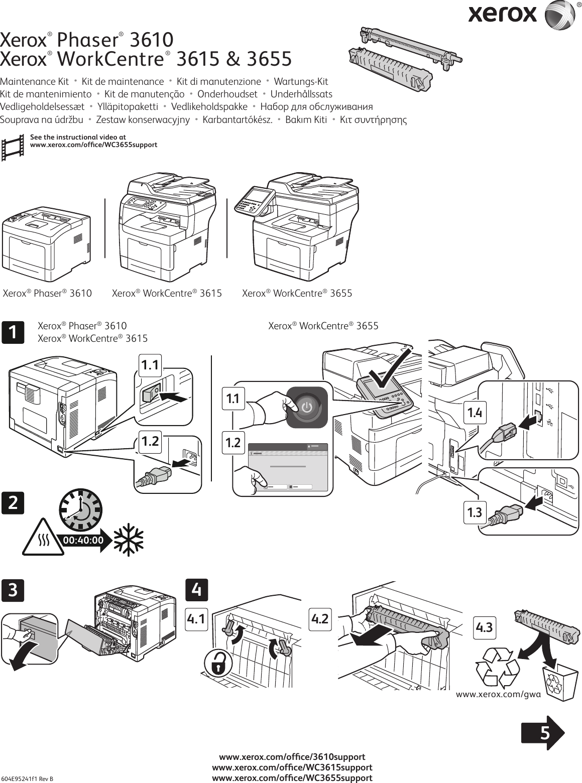 Page 1 of 5 - Xerox Xerox-Phaser-3610-Users-Manual- Phaser 3610, WorkCentre 3615 & 3655 Maintenance Kit  Xerox-phaser-3610-users-manual