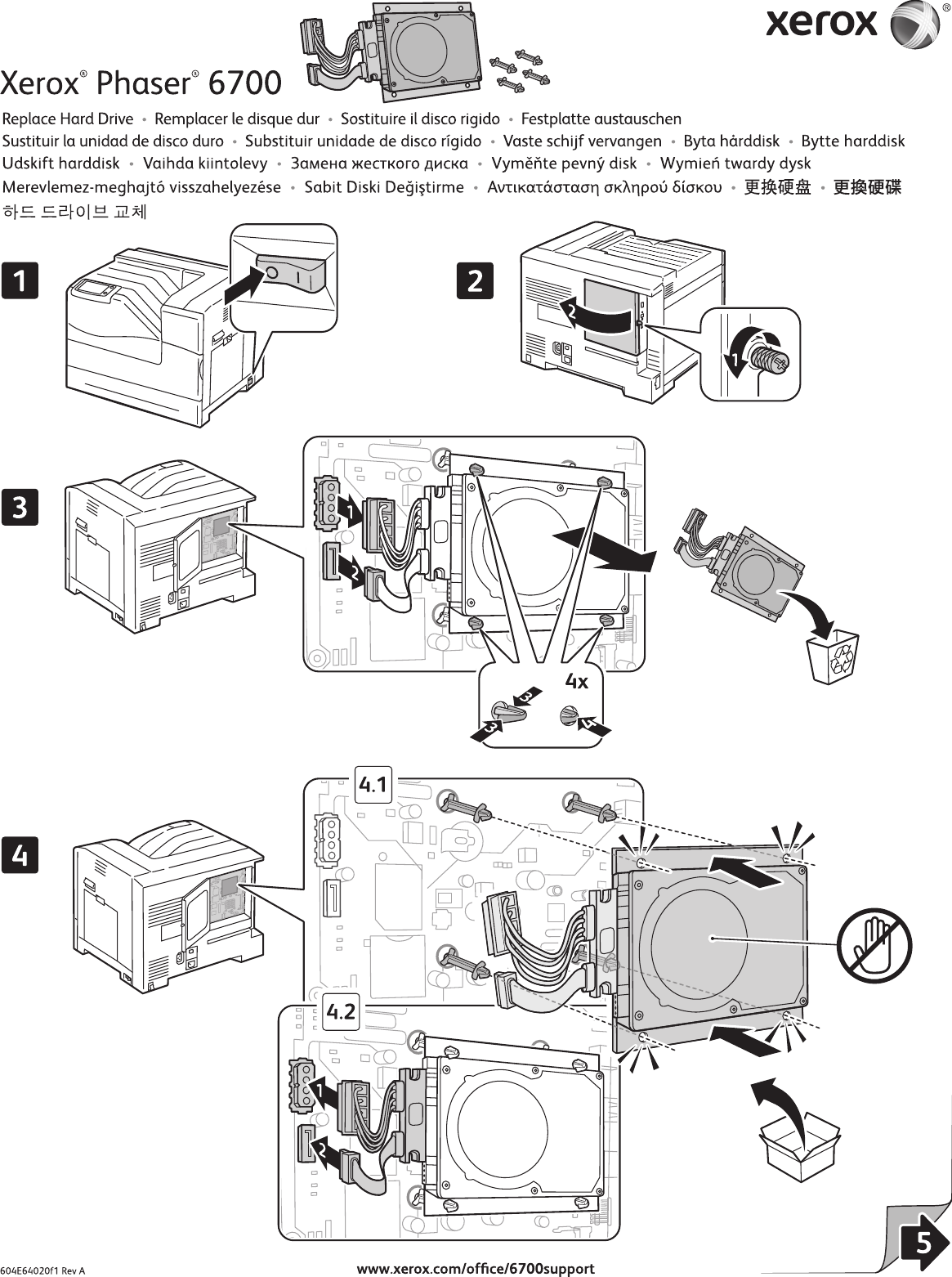 Page 1 of 2 - Xerox Xerox-Phaser-6700-Users-Manual- Phaser 6700 Hard Drive Replacement Instruction Sheet, 604E64020 Rev A  Xerox-phaser-6700-users-manual