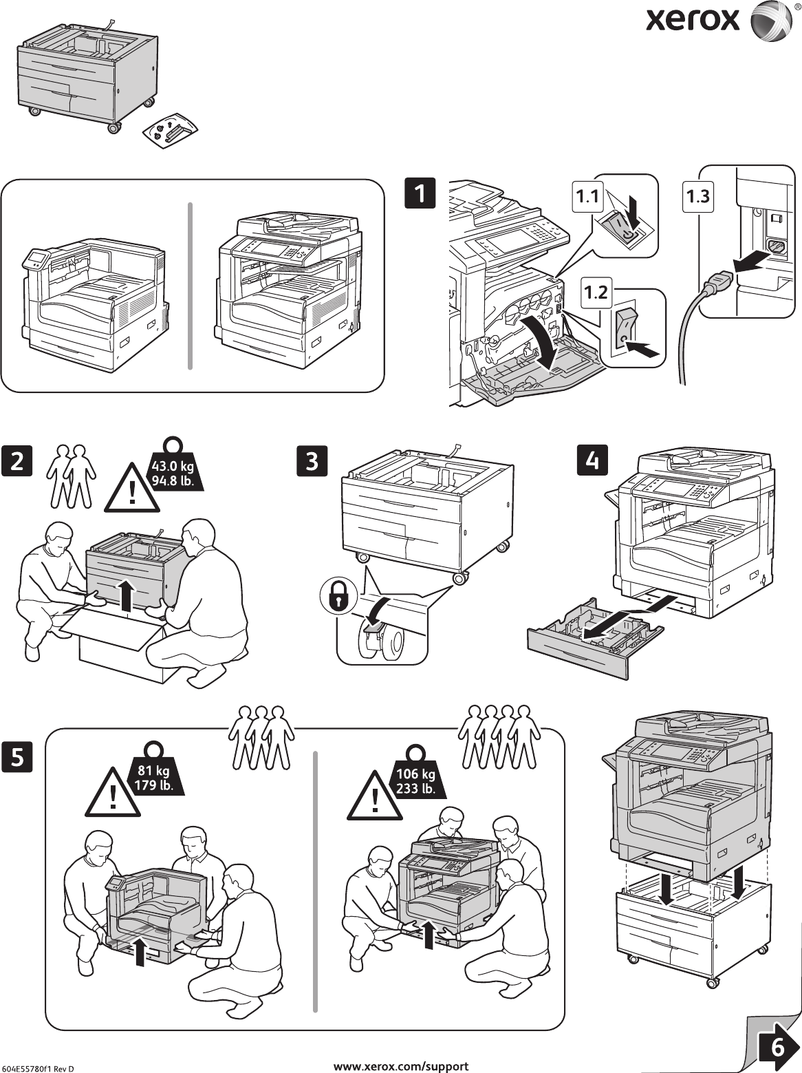 Page 1 of 3 - Xerox Xerox-Phaser-7800-Users-Manual- Phaser 7800/WorkCentre 7500 2500-sheet Feeder (install) Instruction Sheet, 604E55780, Rev D Xerox-phaser-7800-users-manual