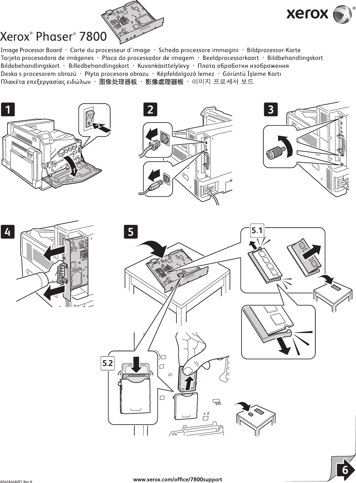 Page 1 of 4 - Xerox Xerox-Phaser-7800-Users-Manual- Phaser 7800 Image Processor Board Replacement Instruction Sheet, 604E64460 Rev A Xerox-phaser-7800-users-manual