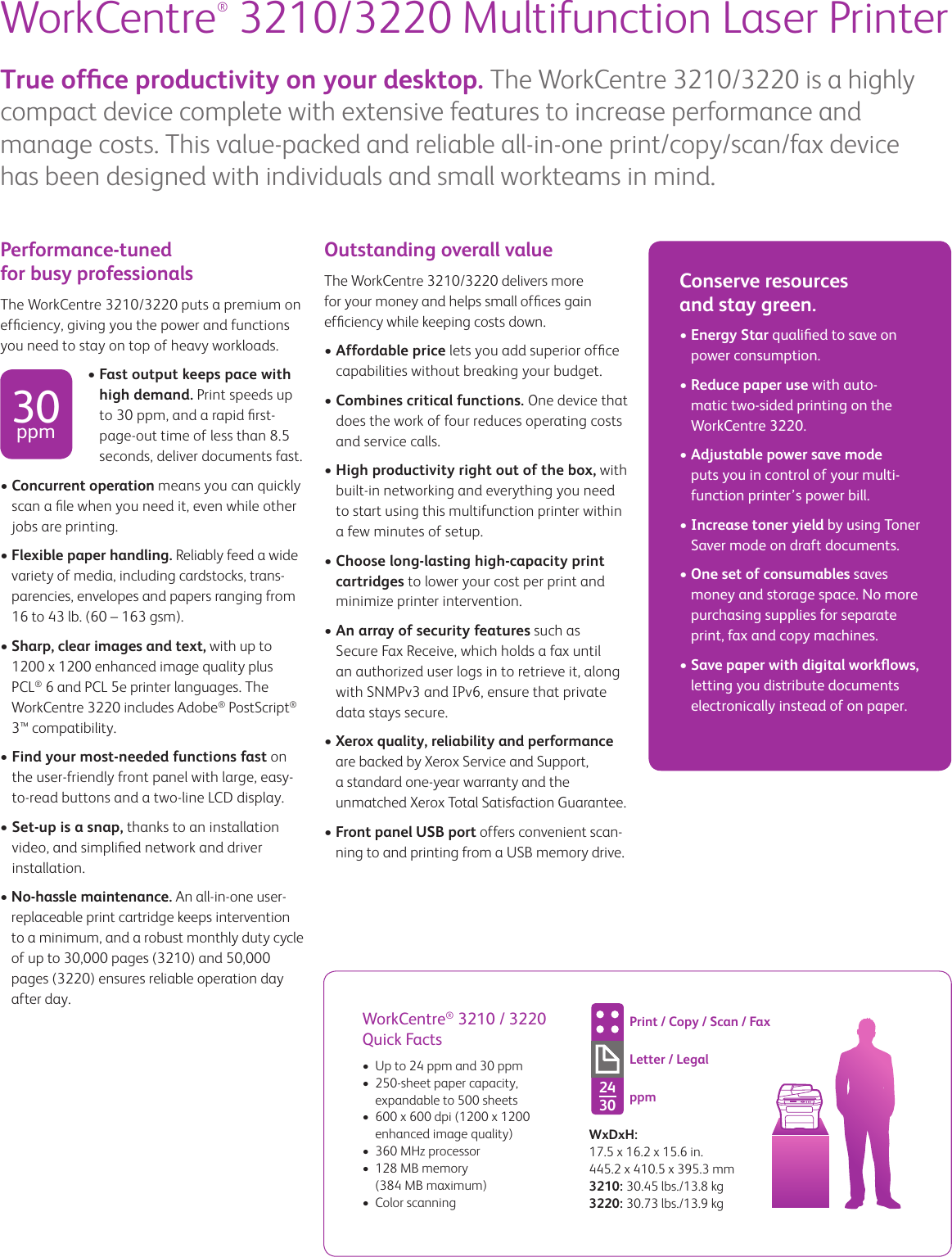 Page 2 of 4 - Xerox Xerox-Workcentre-3220-Users-Manual- WorkCentre 3210/3220 Multifunction Laser Printer Brochure  Xerox-workcentre-3220-users-manual