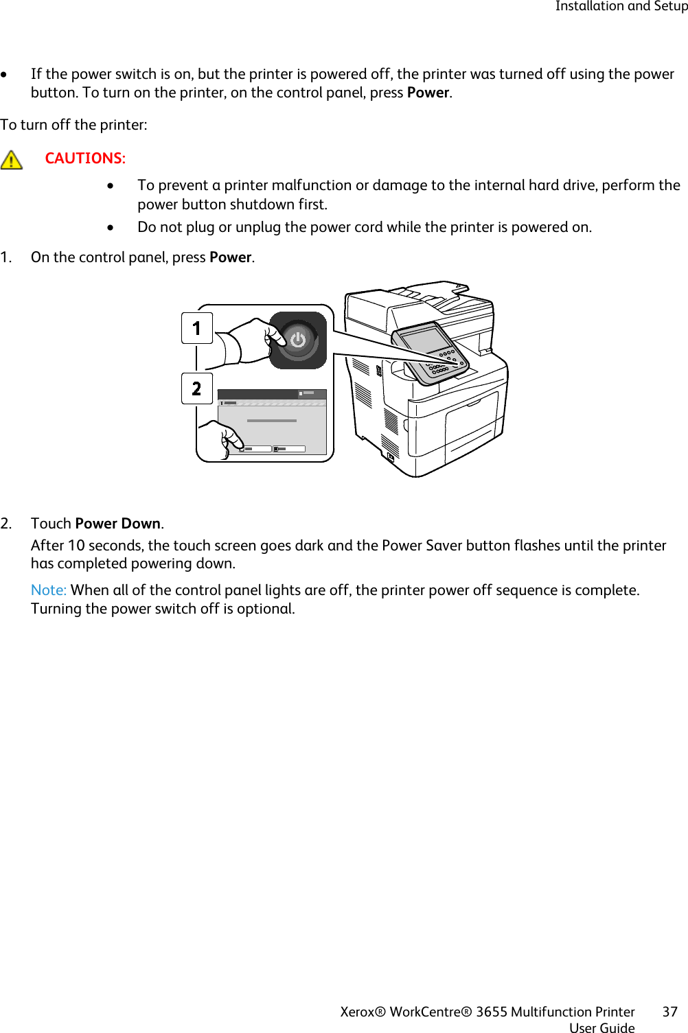 xerox workcentre 3655 interrupt light flashing