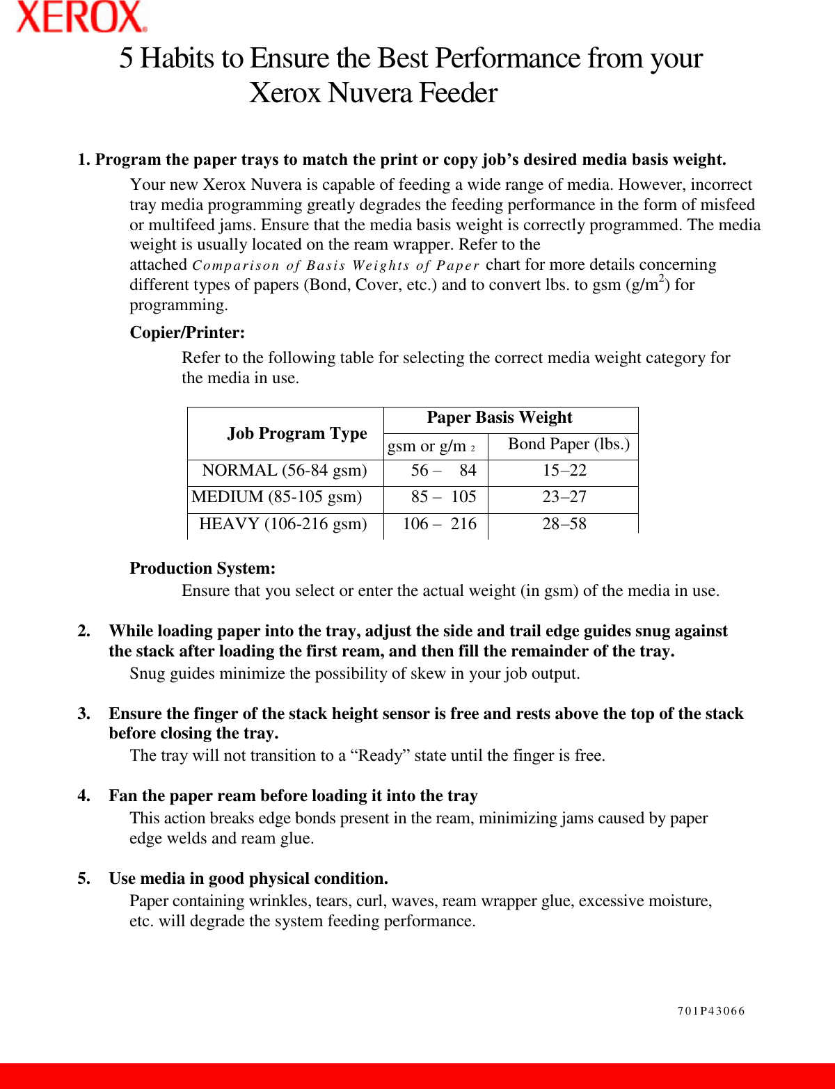 Page 1 of 4 - Xerox 5 Habits To Enhance Your DocuTech Feeding Performance… If Not Then