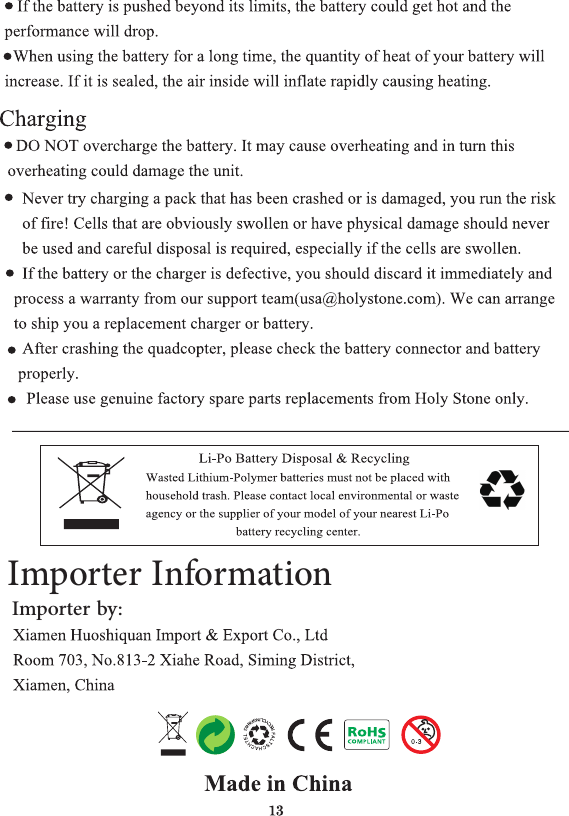 Importer InformationImporter by: