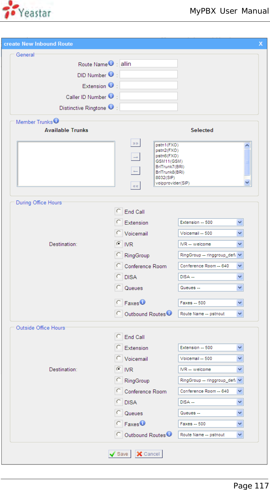 MyPBX User Manual www.yeastar.com                                          Page 117    