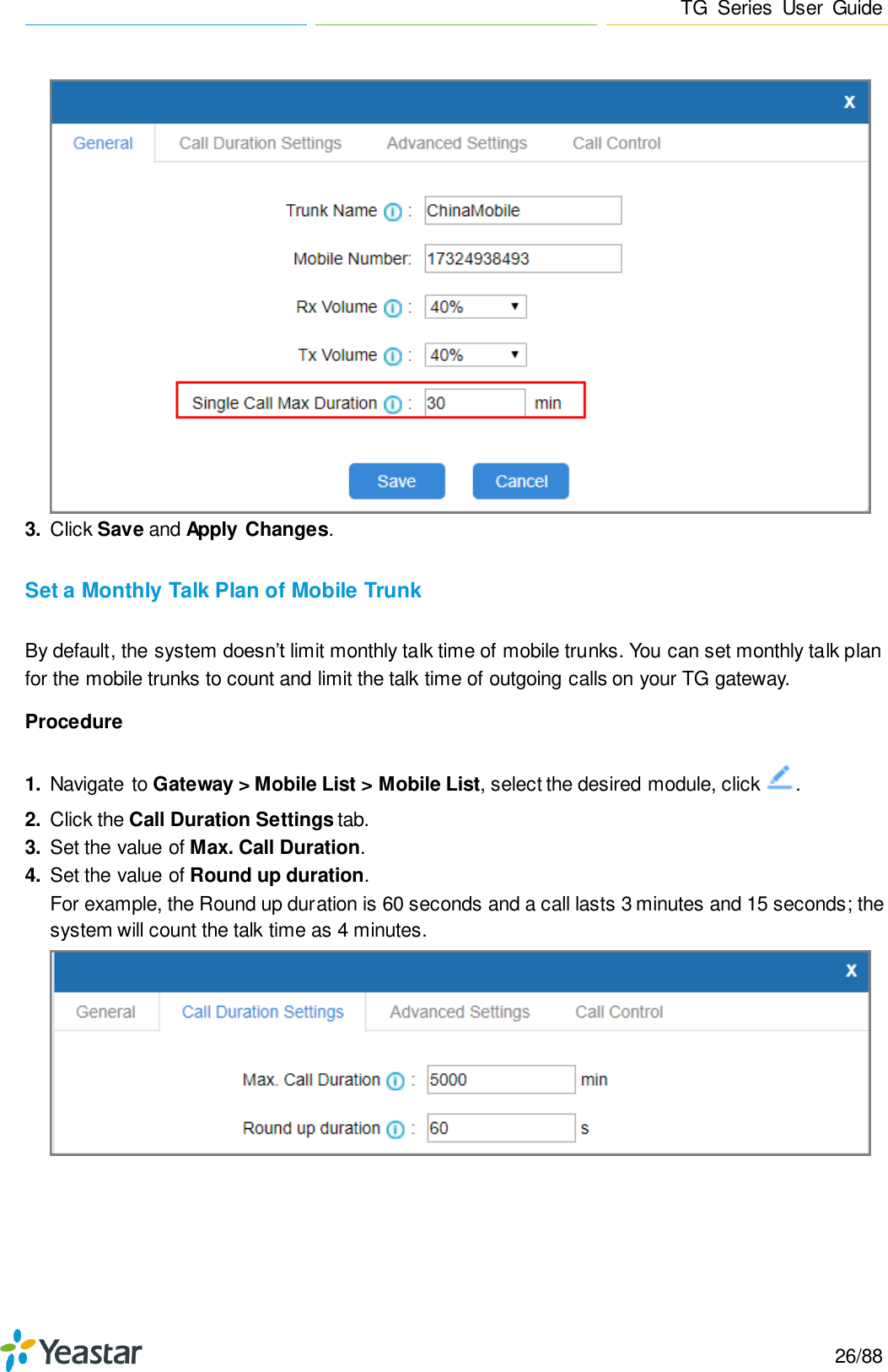 Page 26 of Xiamen Yeastar Information Technology TG200 GSM VoIP Gateway User Manual Yeastar TA400 TA800 User Manual enx