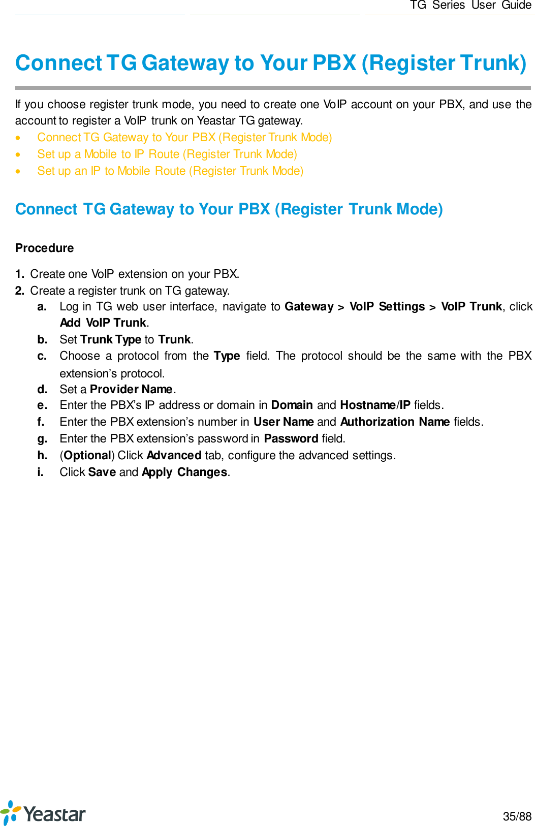 Page 35 of Xiamen Yeastar Information Technology TG200 GSM VoIP Gateway User Manual Yeastar TA400 TA800 User Manual enx