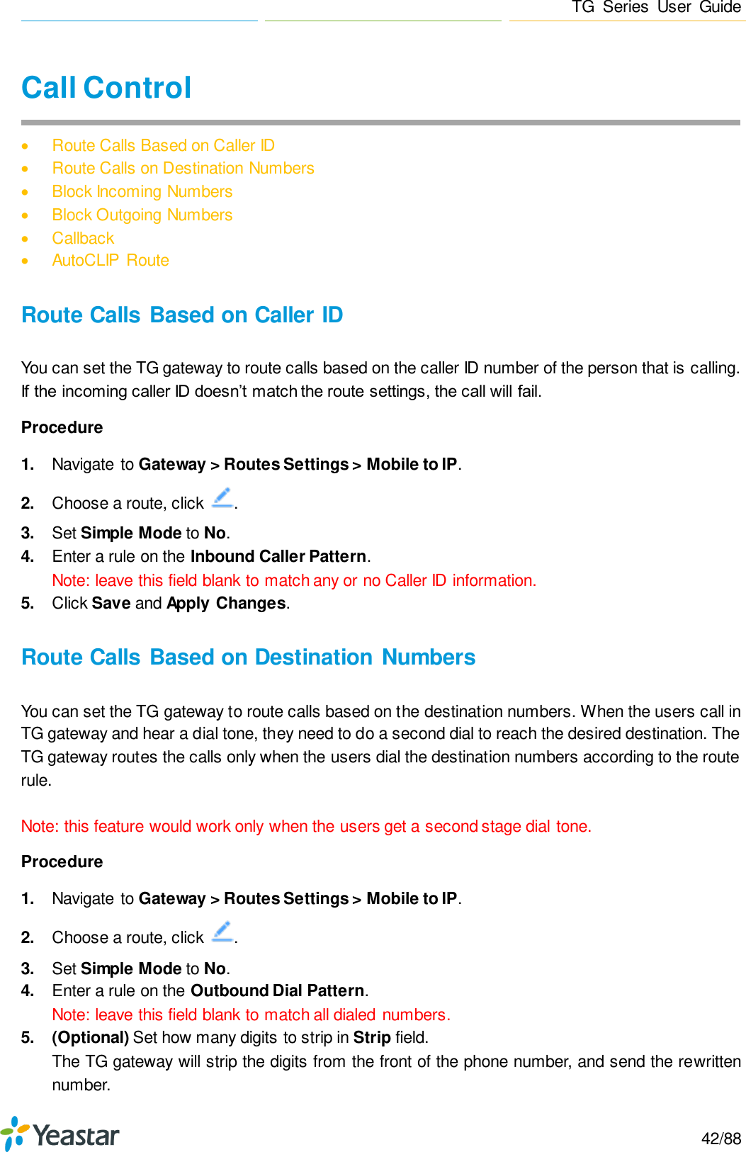 Page 42 of Xiamen Yeastar Information Technology TG200 GSM VoIP Gateway User Manual Yeastar TA400 TA800 User Manual enx