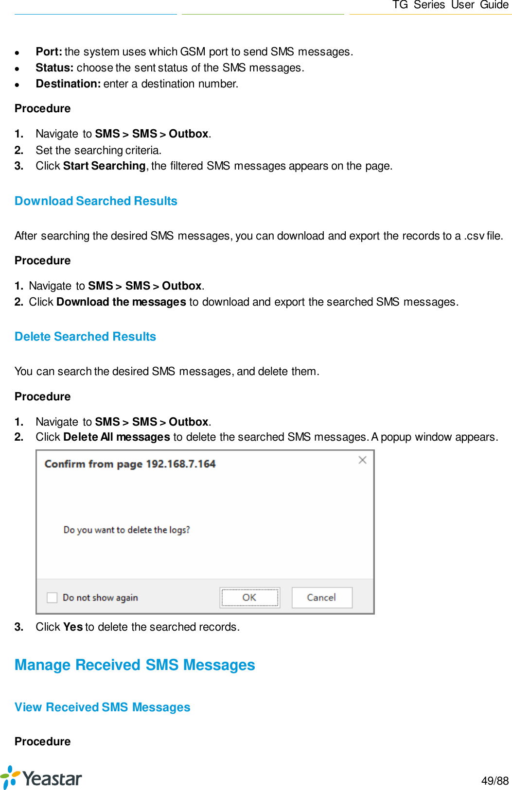 Page 49 of Xiamen Yeastar Information Technology TG200 GSM VoIP Gateway User Manual Yeastar TA400 TA800 User Manual enx