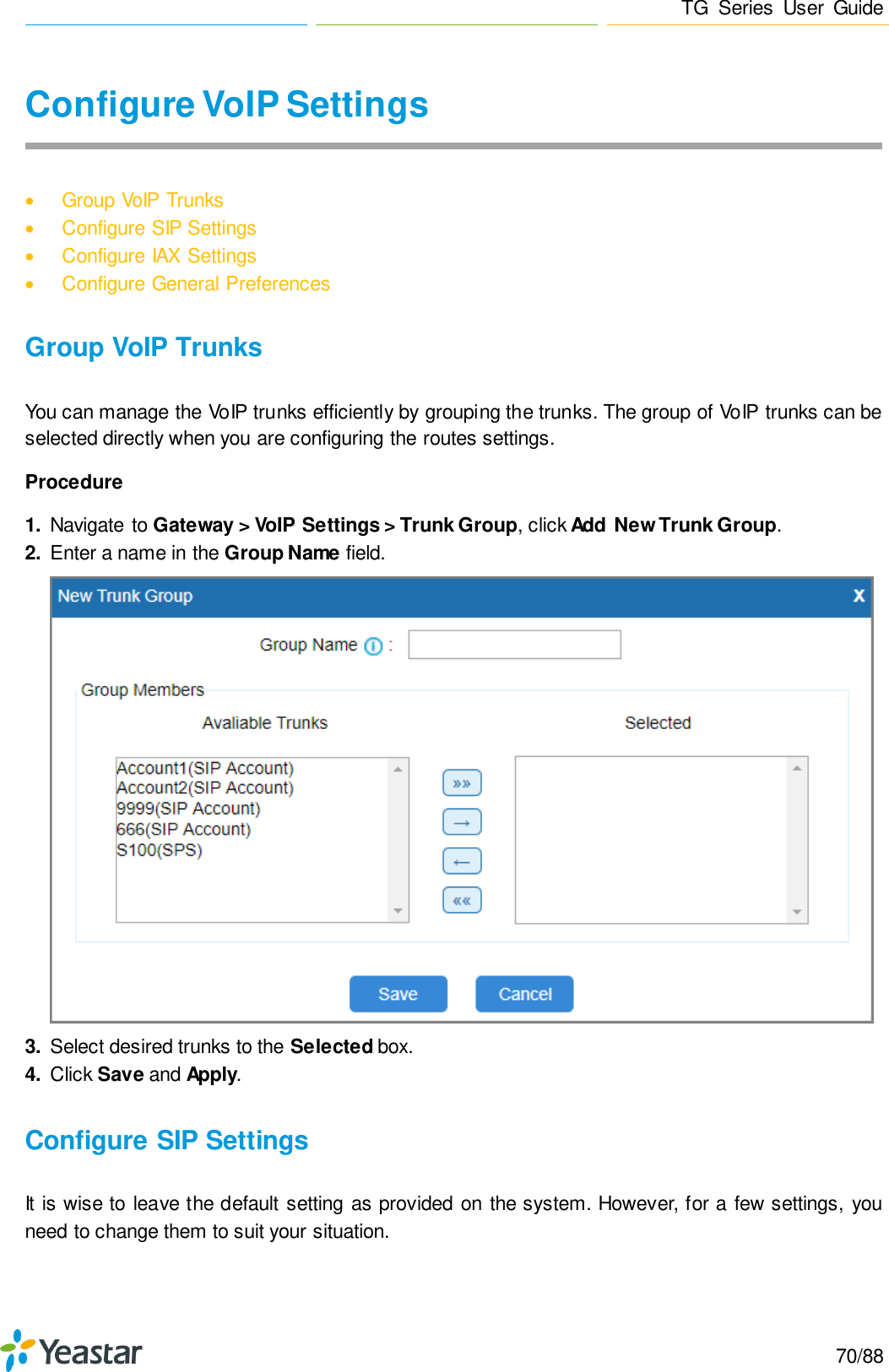 Page 70 of Xiamen Yeastar Information Technology TG200 GSM VoIP Gateway User Manual Yeastar TA400 TA800 User Manual enx