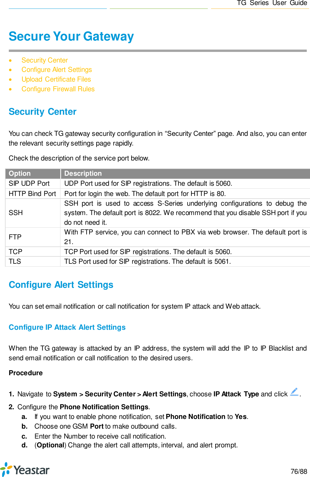 Page 76 of Xiamen Yeastar Information Technology TG200 GSM VoIP Gateway User Manual Yeastar TA400 TA800 User Manual enx