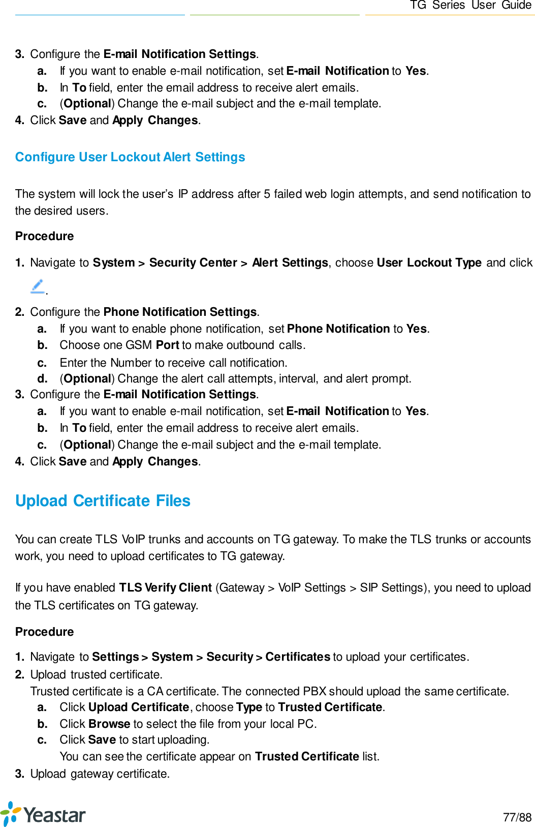 Page 77 of Xiamen Yeastar Information Technology TG200 GSM VoIP Gateway User Manual Yeastar TA400 TA800 User Manual enx