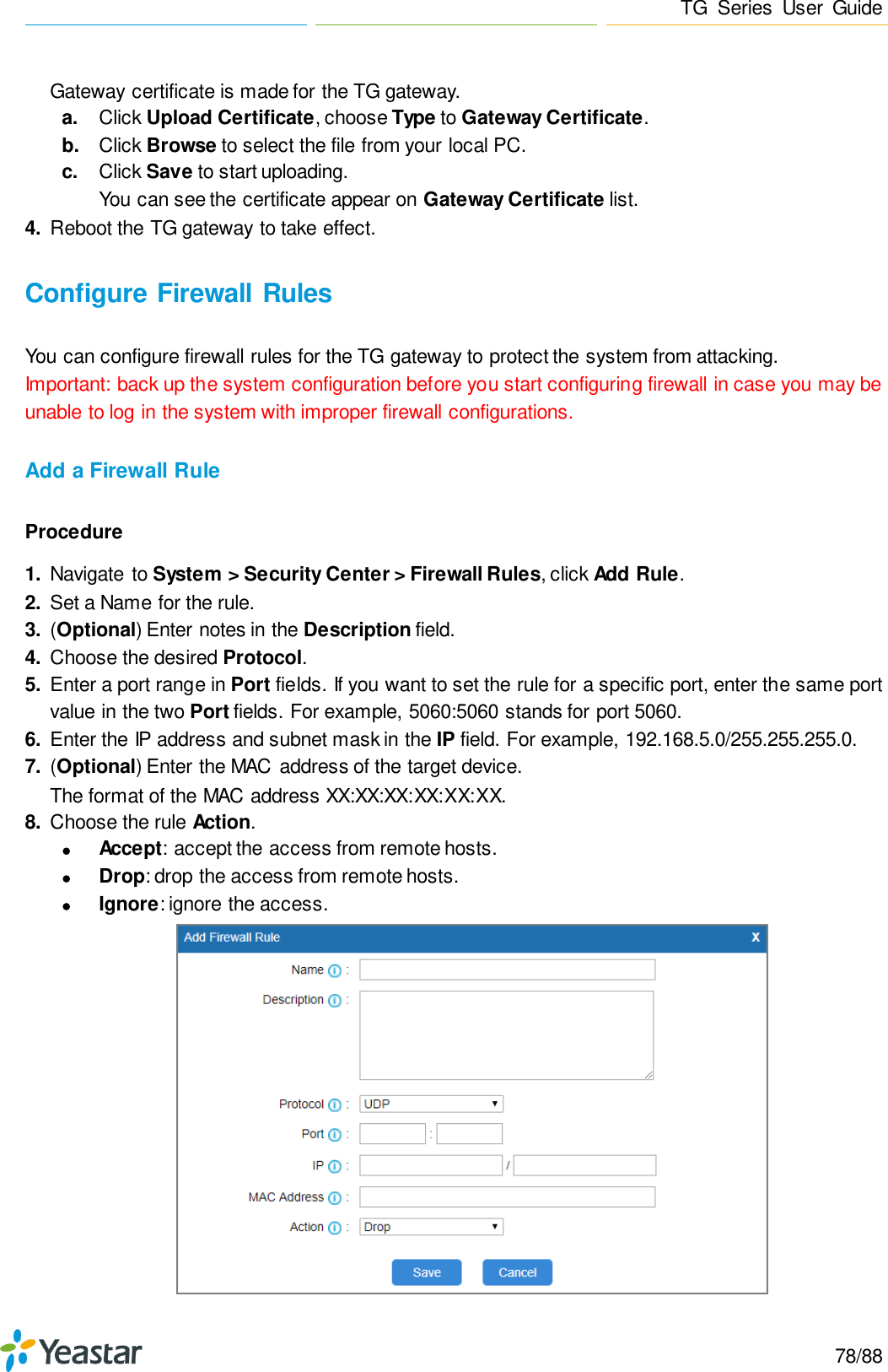 Page 78 of Xiamen Yeastar Information Technology TG200 GSM VoIP Gateway User Manual Yeastar TA400 TA800 User Manual enx