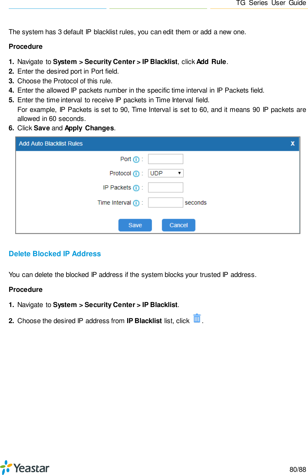 Page 80 of Xiamen Yeastar Information Technology TG200 GSM VoIP Gateway User Manual Yeastar TA400 TA800 User Manual enx