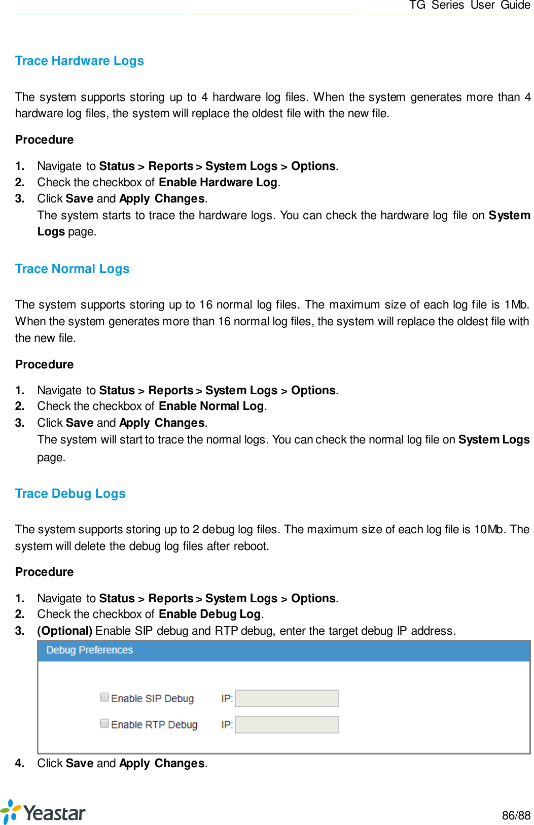 Page 86 of Xiamen Yeastar Information Technology TG200 GSM VoIP Gateway User Manual Yeastar TA400 TA800 User Manual enx