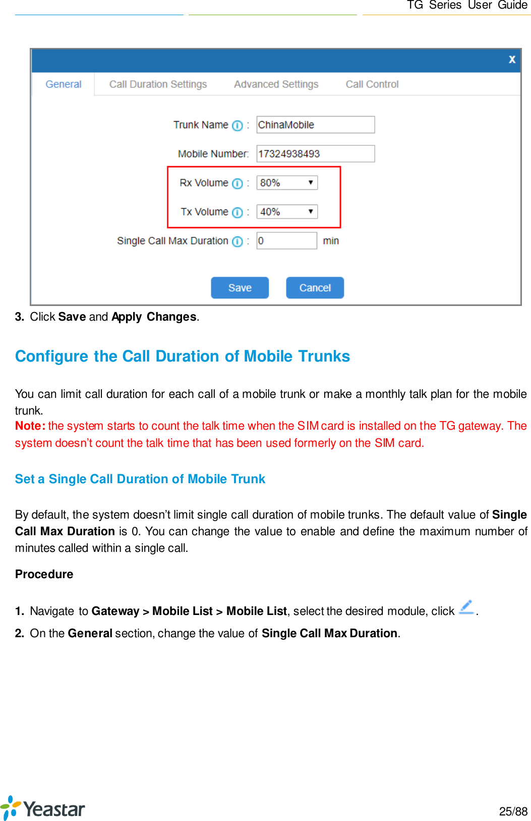 Page 25 of Xiamen Yeastar Information Technology TG400V3 GSM VoIP Gateway User Manual Yeastar TA400 TA800 User Manual enx