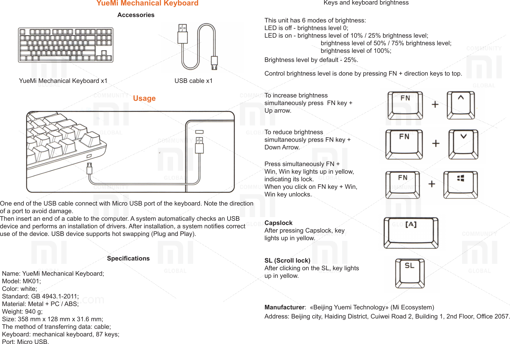 Page 1 of 2 - Xiaomi  Keyboard-EN