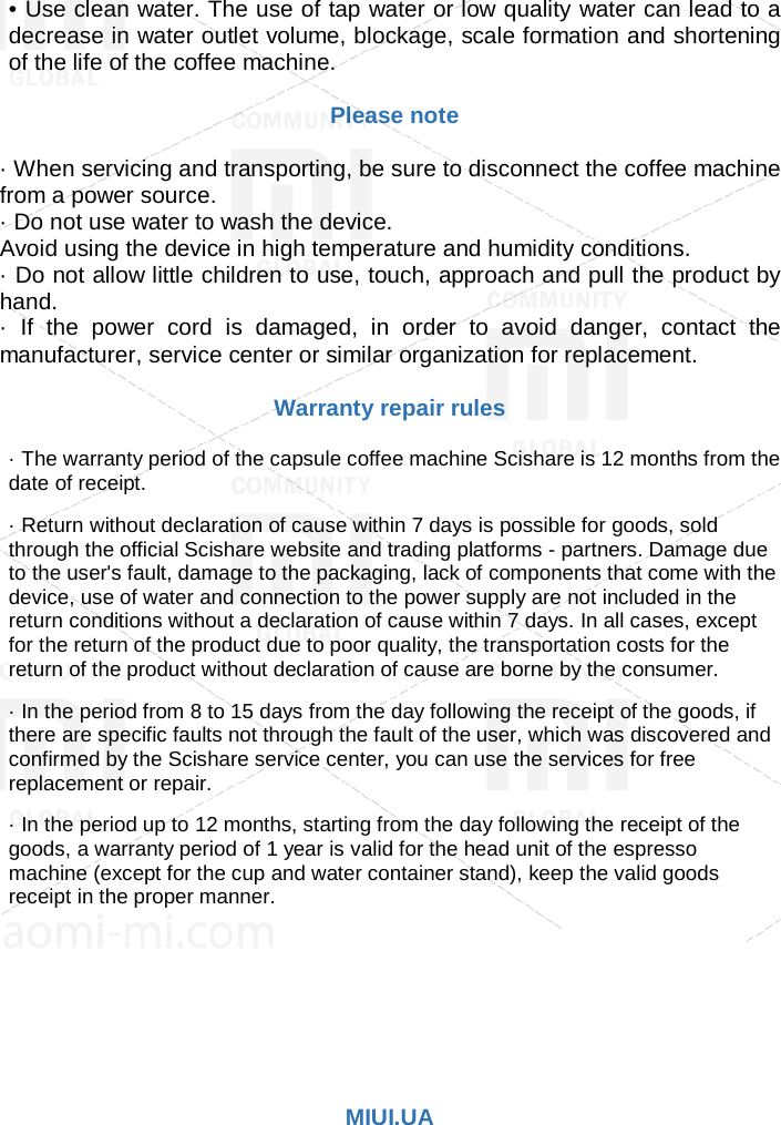 Page 8 of 9 - Xiaomi  Scishare Capsule Coffee Machine EN