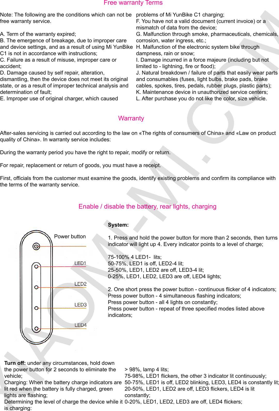 Page 4 of 6 - Xiaomi  Yunbike-EN