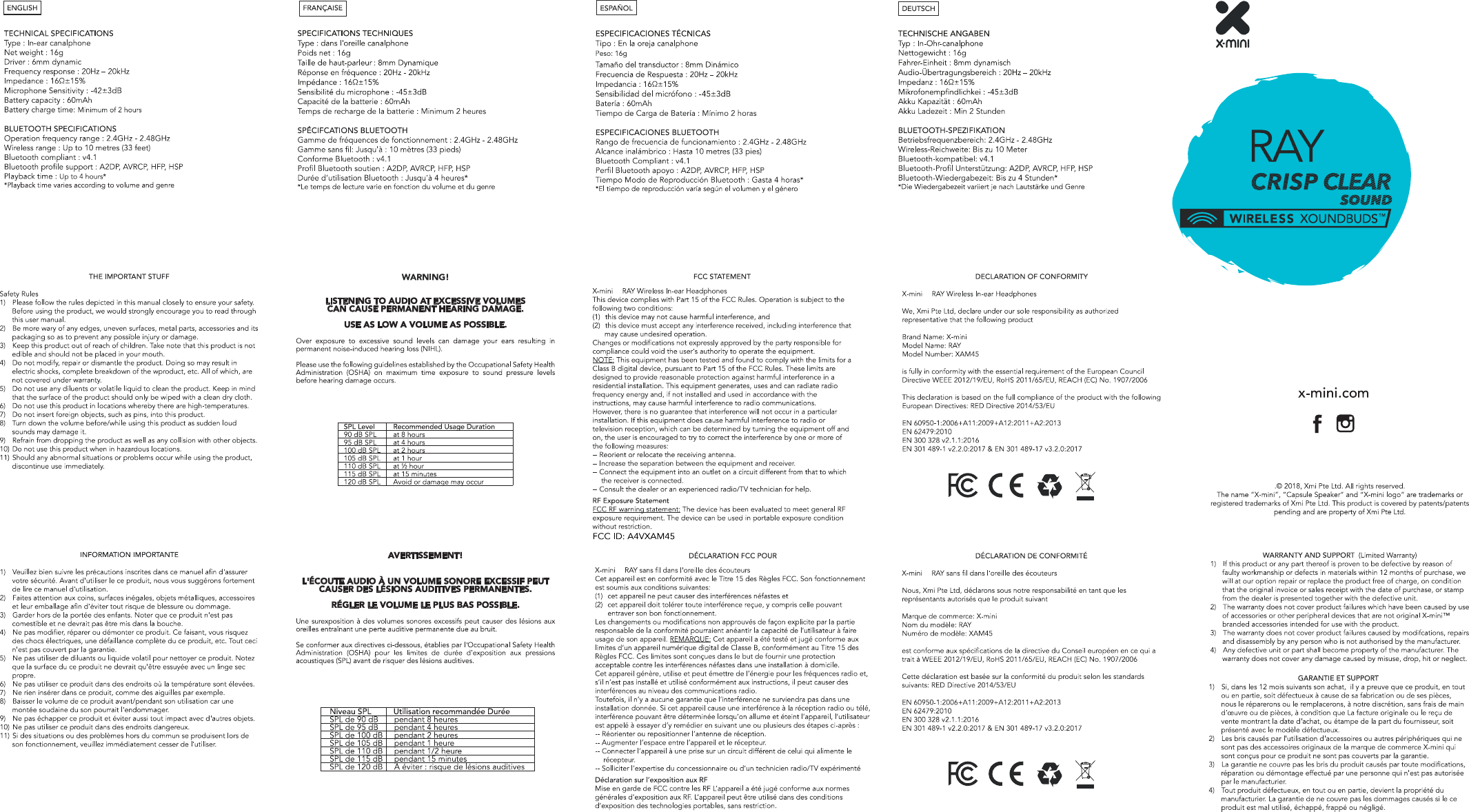 Page 1 of Xmi XAM45 RAY User Manual XAM45 X mini RAY  User Manual 080818  FA  final