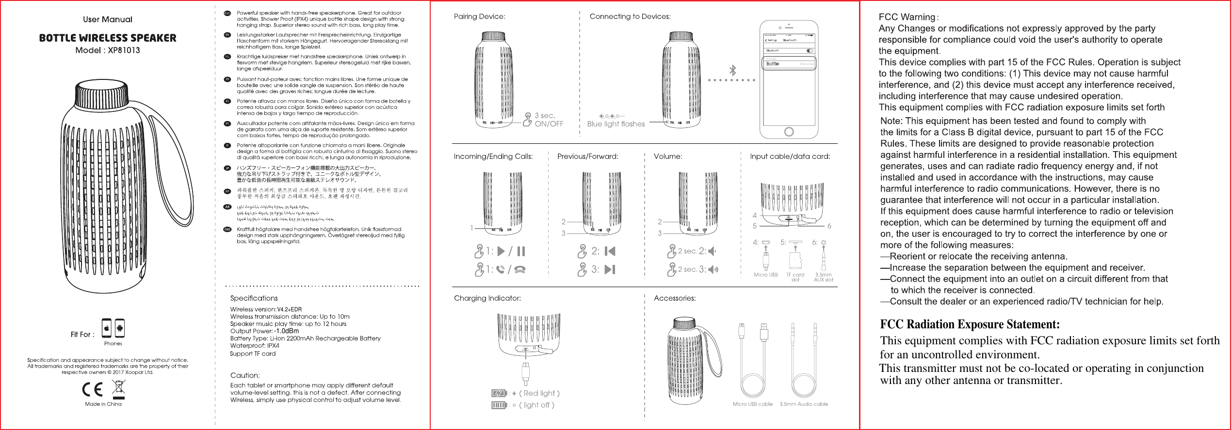 This transmitter must not be co-located or operating in conjunctionwith any other antenna or transmitter.for an uncontrolled environment.This equipment complies with FCC radiation exposure limits set forthFCC Radiation Exposure Statement:  V4.2+EDR-1.0dBm