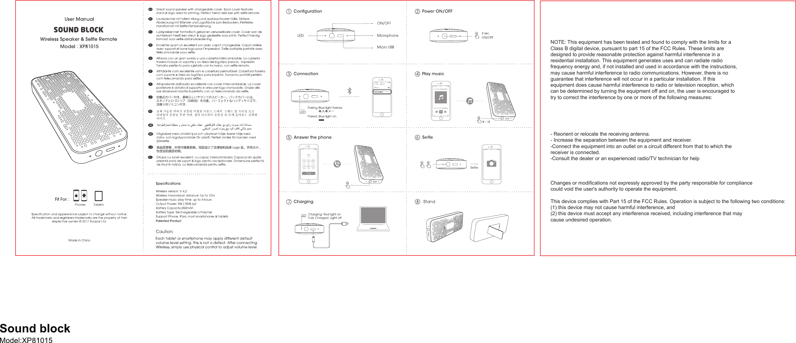 NOTE: This equipment has been tested and found to comply with the limits for aClass B digital device, pursuant to part 15 of the FCC Rules. These limits aredesigned to provide reasonable protection against harmful interference in aresidential installation. This equipment generates uses and can radiate radiofrequency energy and, if not installed and used in accordance with the instructions,may cause harmful interference to radio communications. However, there is noguarantee that interference will not occur in a particular installation. If thisequipment does cause harmful interference to radio or television reception, whichcan be determined by turning the equipment off and on, the user is encouraged totry to correct the interference by one or more of the following measures:- Reorient or relocate the receiving antenna.- Increase the separation between the equipment and receiver.-Connect the equipment into an outlet on a circuit different from that to which thereceiver is connected.-Consult the dealer or an experienced radio/TV technician for helpChanges or modifications not expressly approved by the party responsible for compliancecould void the user&apos;s authority to operate the equipment. This device complies with Part 15 of the FCC Rules. Operation is subject to the following two conditions:(1) this device may not cause harmful interference, and(2) this device must accept any interference received, including interference that maycause undesired operation.