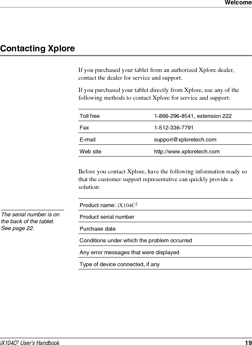 20  iX104C2 User’s Handbook