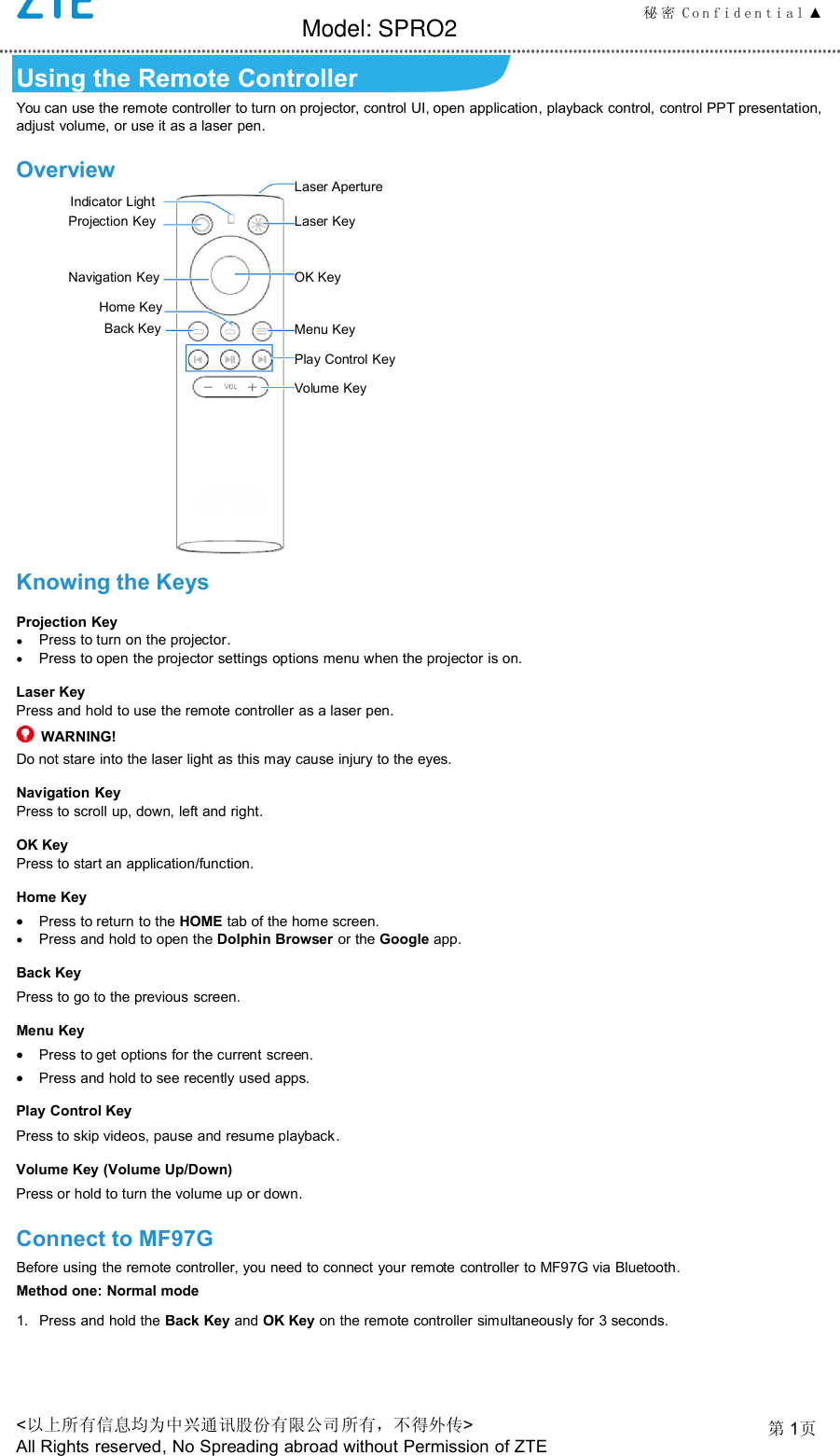 Xrinda Technology SPRO2 Bluetooth Remote Control User Manual