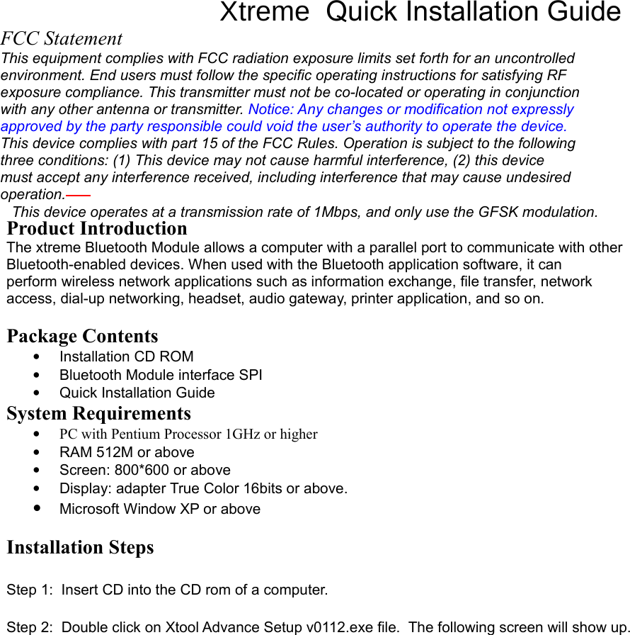 Xtreme Technologies E05 Xtreme User Manual # just setting up command line arguments. usermanual wiki